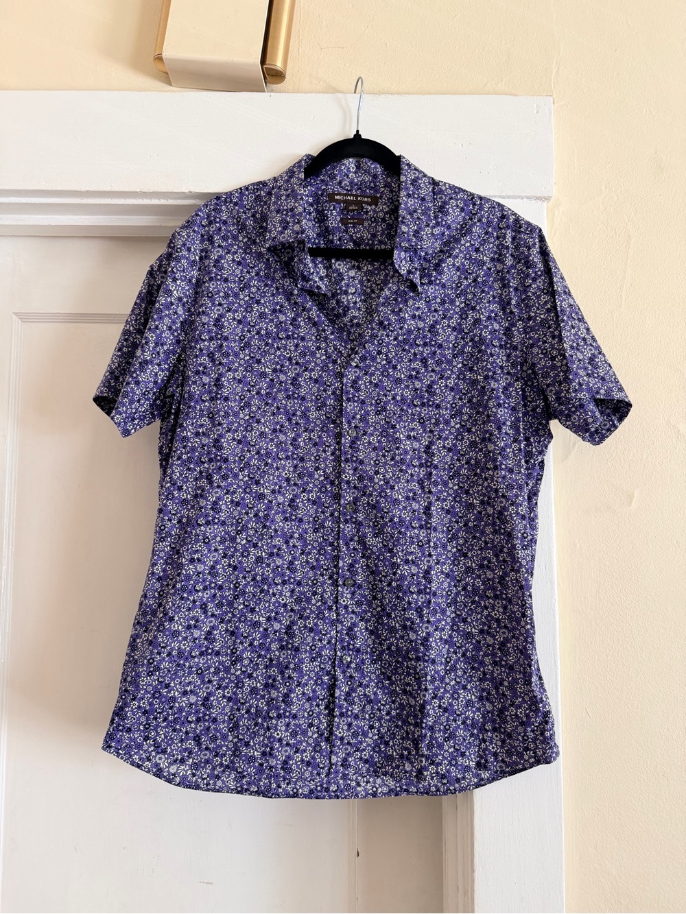 Michael Kors Purple Floral Short-Sleeve Button-Down Shirt